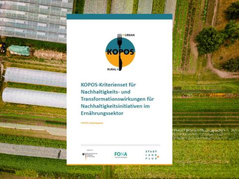 Cover der KOPOS-Publikation "Nachhaltigkeits- und Transformationswirkungen für Nachhaltigkeitsinitiativen im Ernährungssektor"